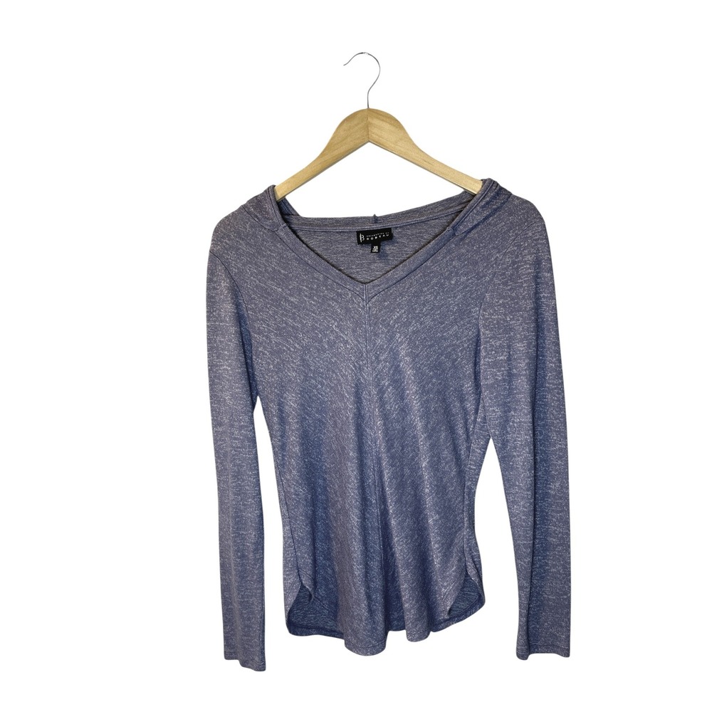 BOBEAU Collection V Neck Long Sleeve Heathered Hoodie Top XS